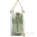 The New Summer Style Detachable Ladies PU Sling Bag Sets Dot Printing Clear PVC Handbags for Women